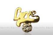 Motive mit Cirkonia, 14 KT. Echtgold - I love you